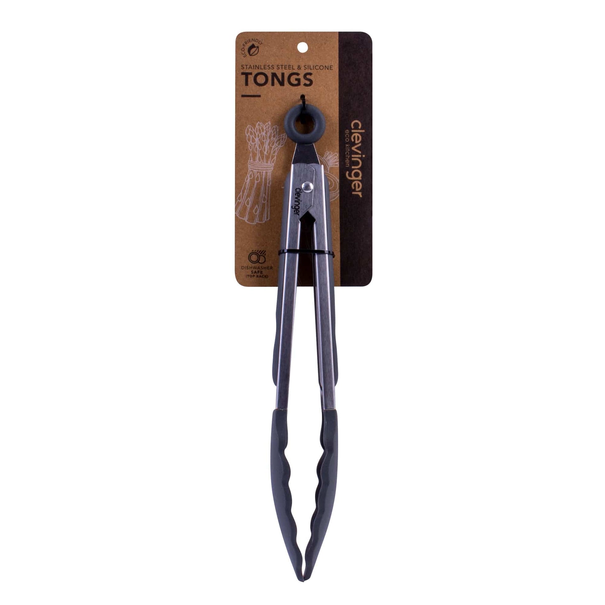 Stainless steel & silicone tongs charcoal - Image 2
