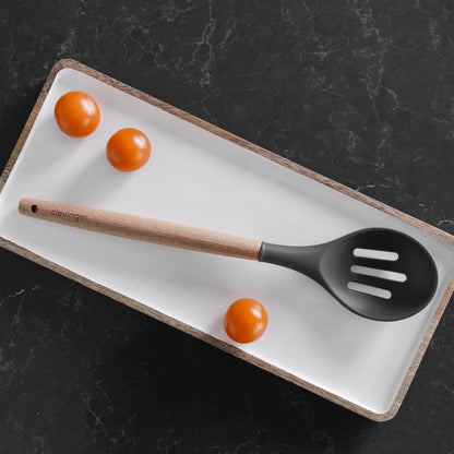 Beechwood & silicone slotted spoon charcoal - Image 2