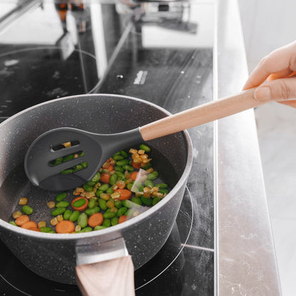 Beechwood & silicone slotted spoon charcoal - Image 4