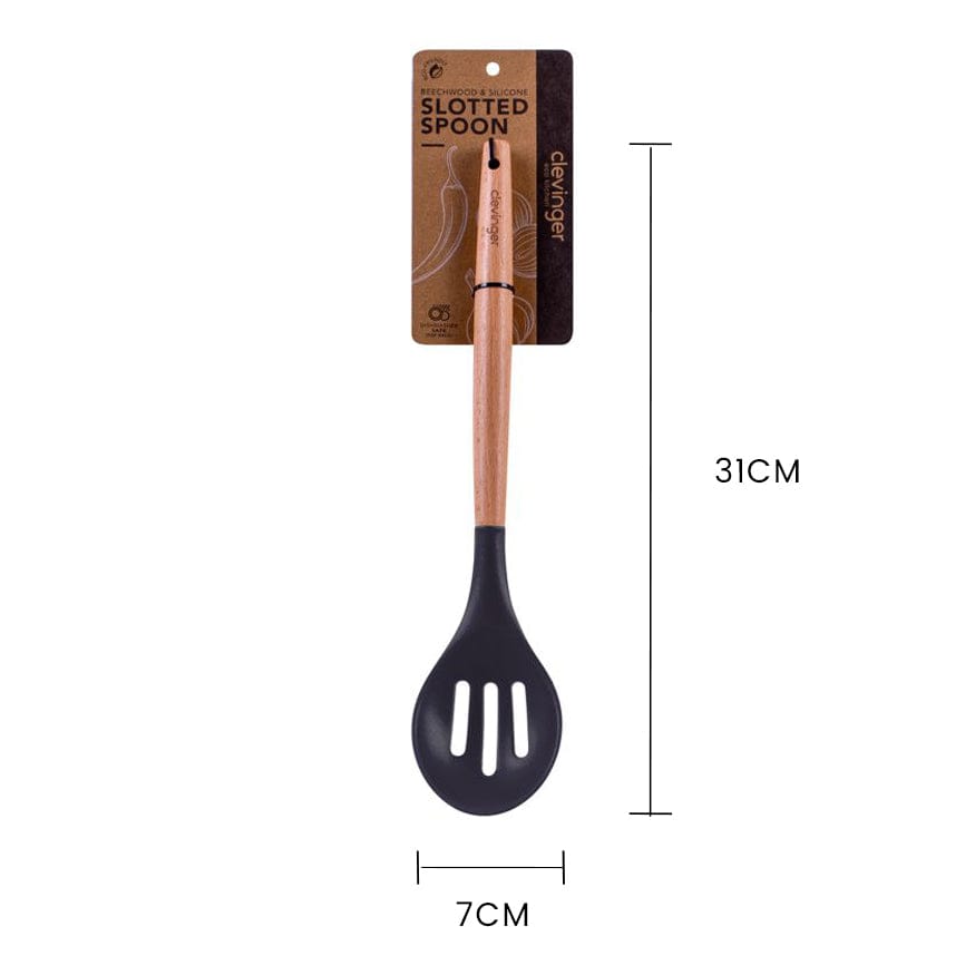 Beechwood & silicone slotted spoon charcoal - Image 5