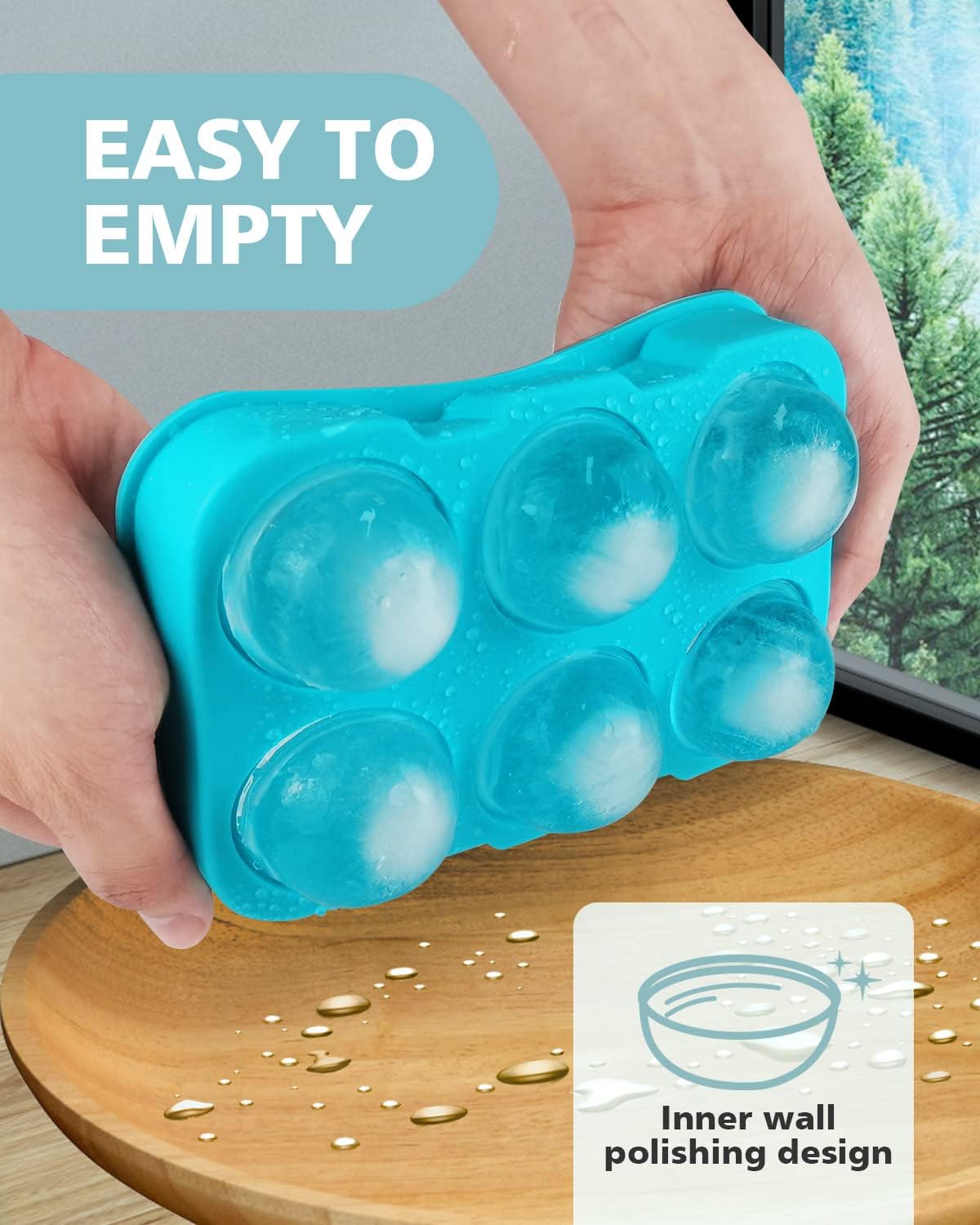 Easy Pop Silicone 6 Sphere Ice Cube Tray - Image 2
