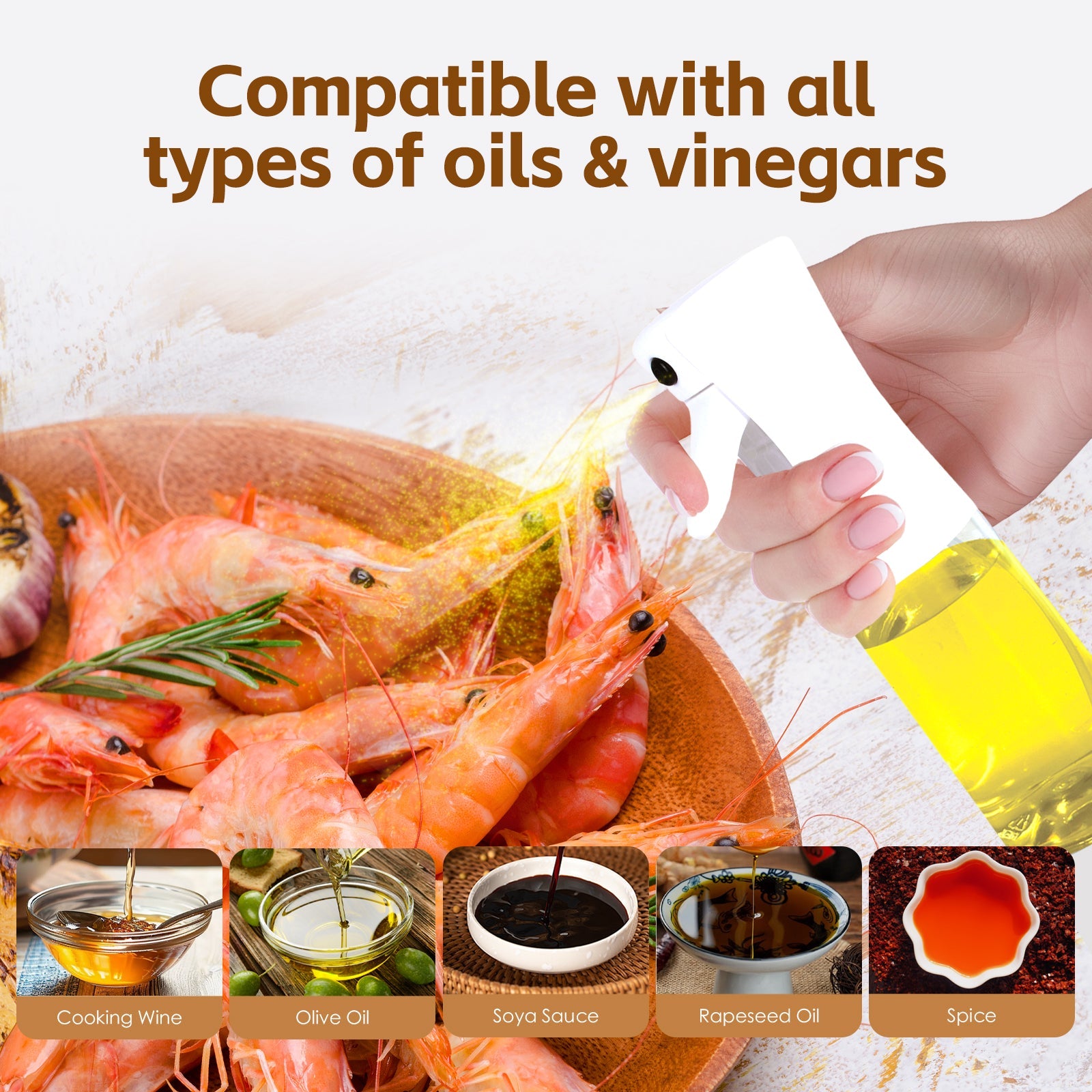 2 pk 200ml Refillable Oil Spray Bottles - Image 2