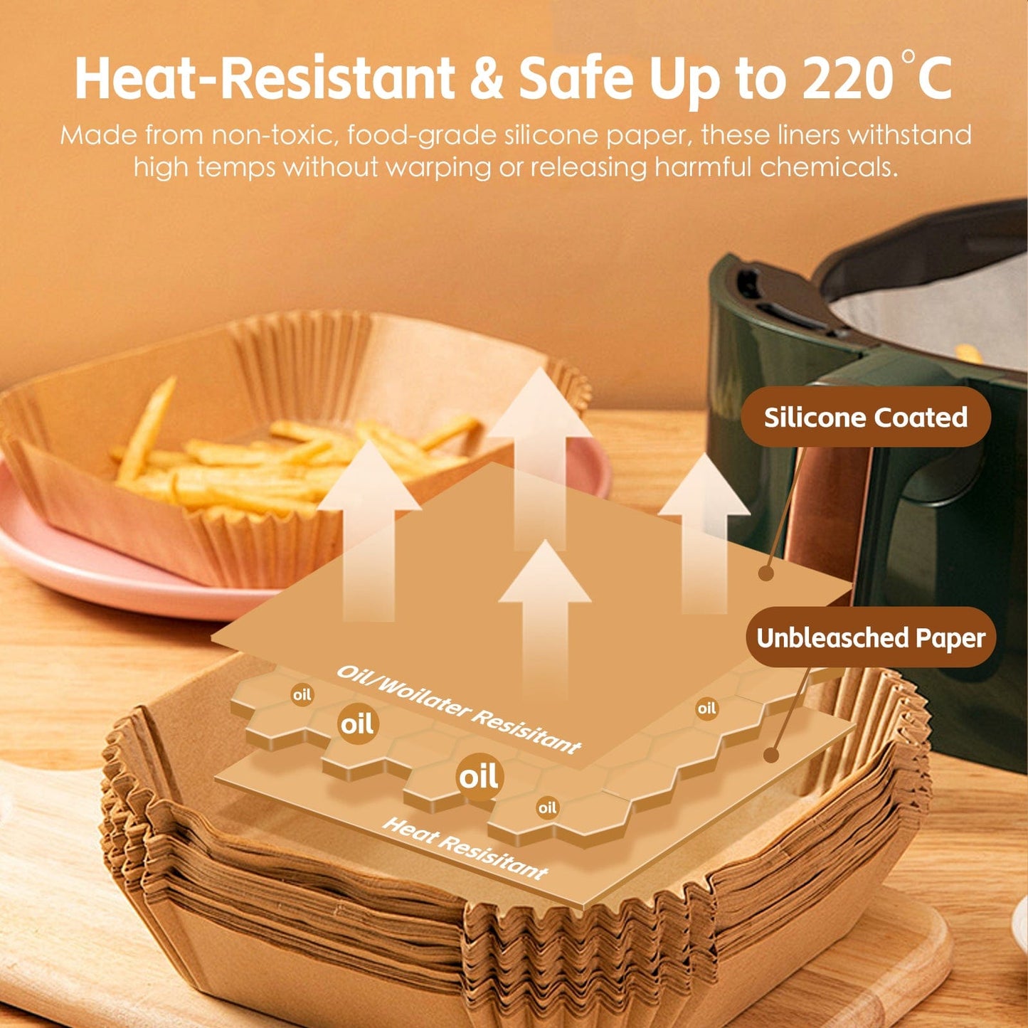 100 Pcs 20cm Round Disposable Unbleached Silicone Paper Dish Air-fryer Liner - Image 4