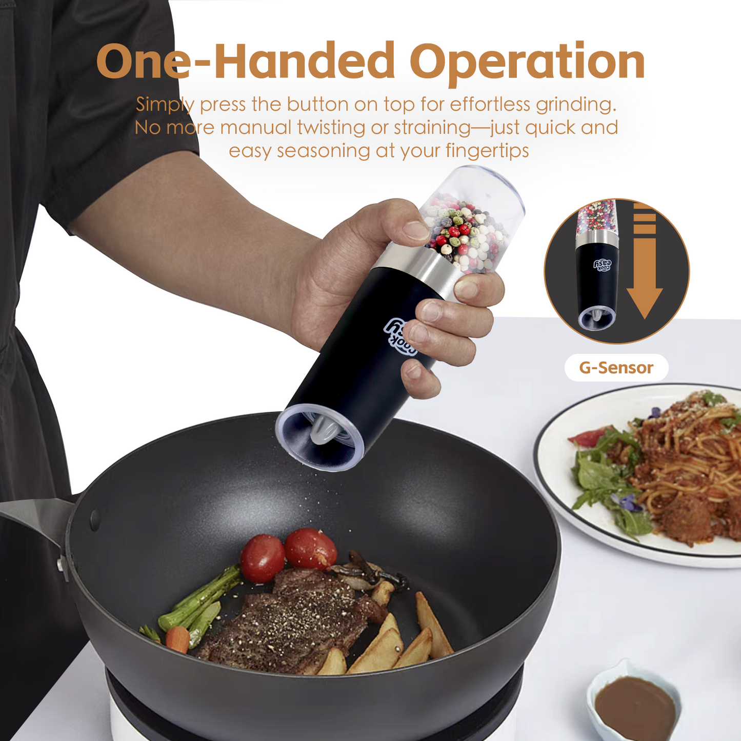 2 Pcs Gravity Sensor Electric Salt and Pepper Spice Grinder - Image 3