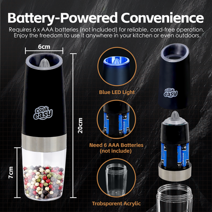 2 Pcs Gravity Sensor Electric Salt and Pepper Spice Grinder - Image 4