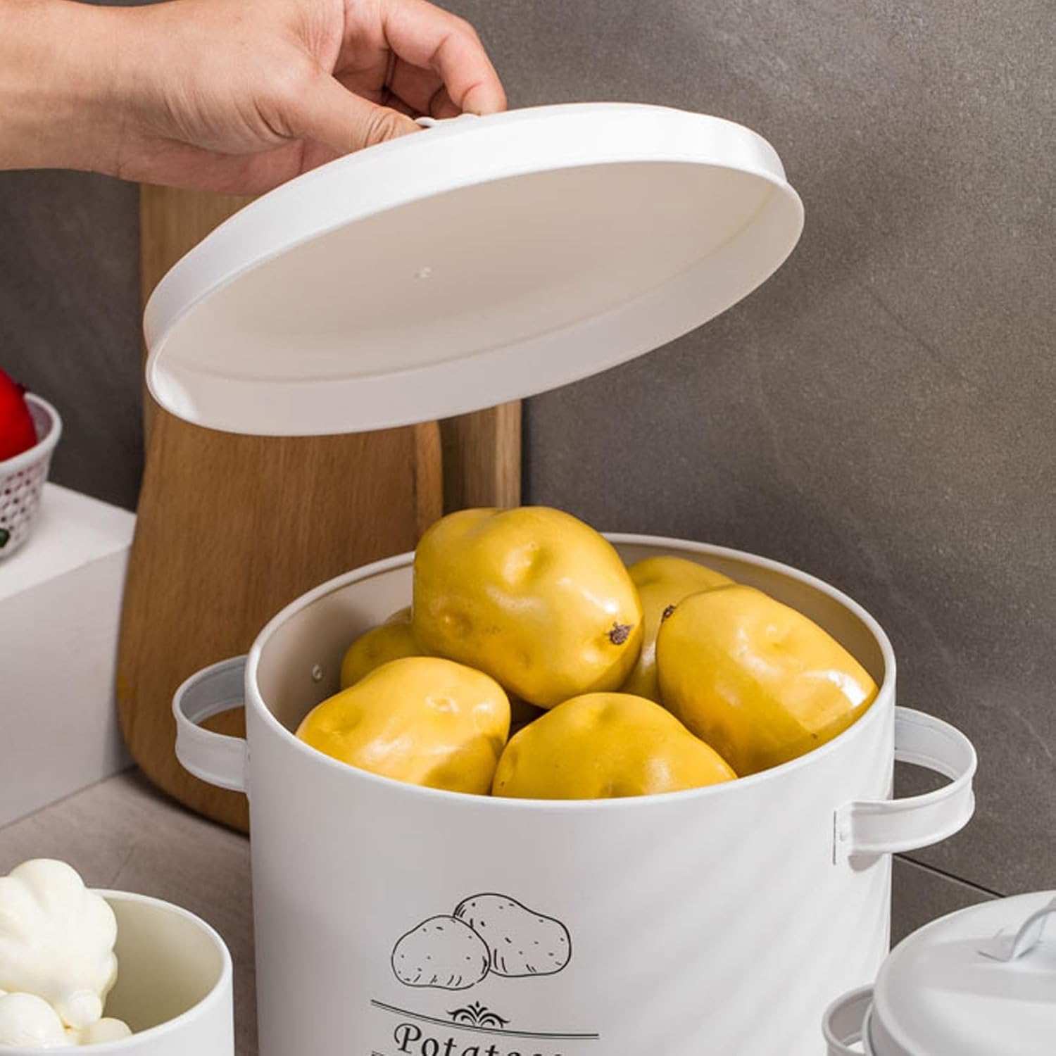 3 pcs Galvanised Iron Fruit Vegetable Storage Tins - Image 3