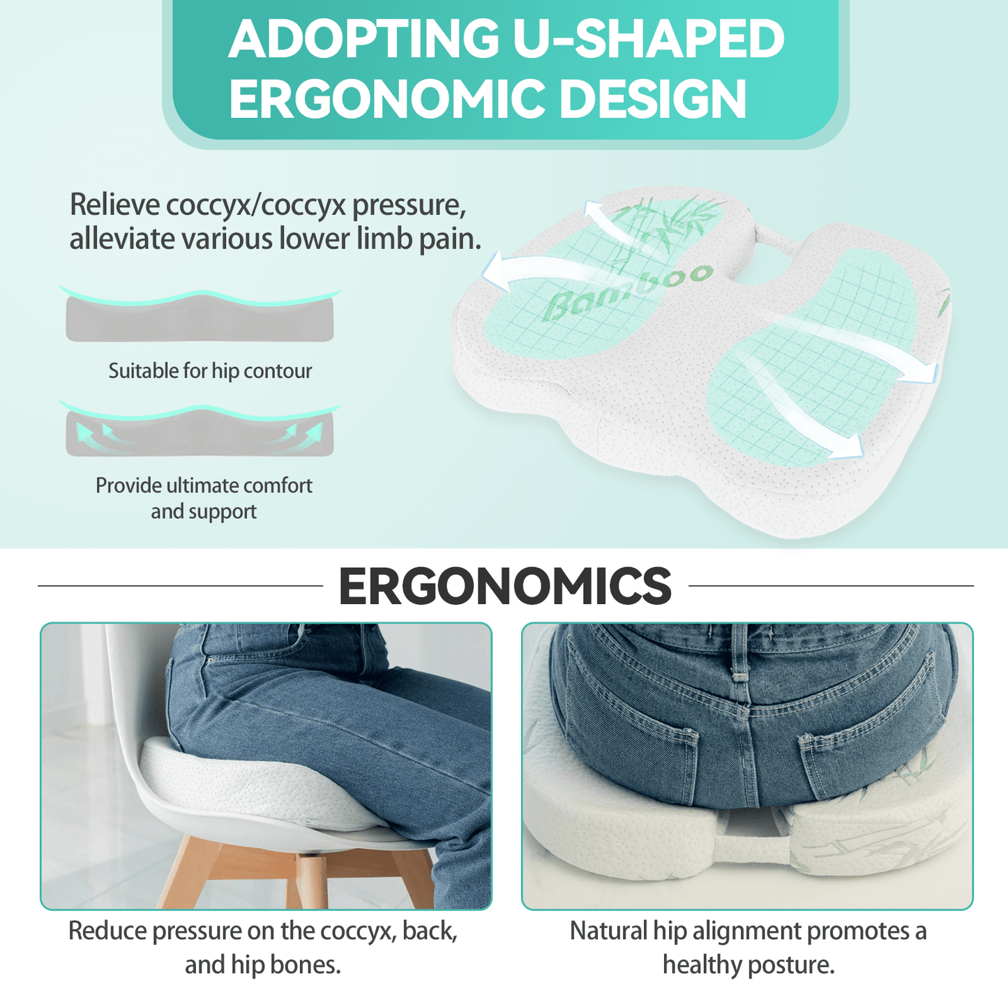 Memory Foam Lumbar Back Support Cushion Seat Set - Image 5