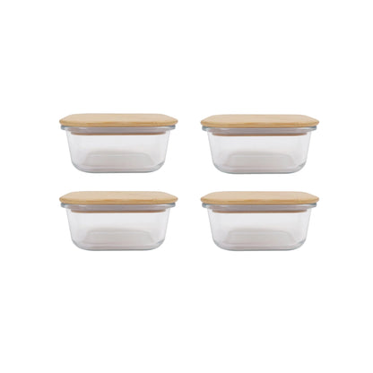 4 Pcs Bamboo Food Container - Medium