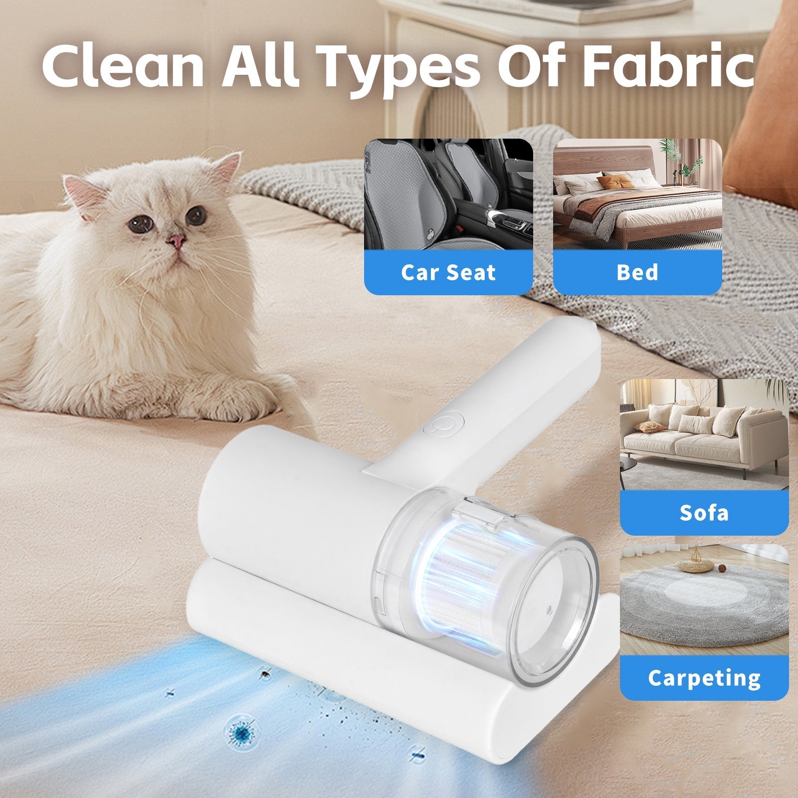 UV‑C Cordless Dust Mite Vacuum Handheld Sanitizing Cleaner with 1200 mAh Battery - Image 2