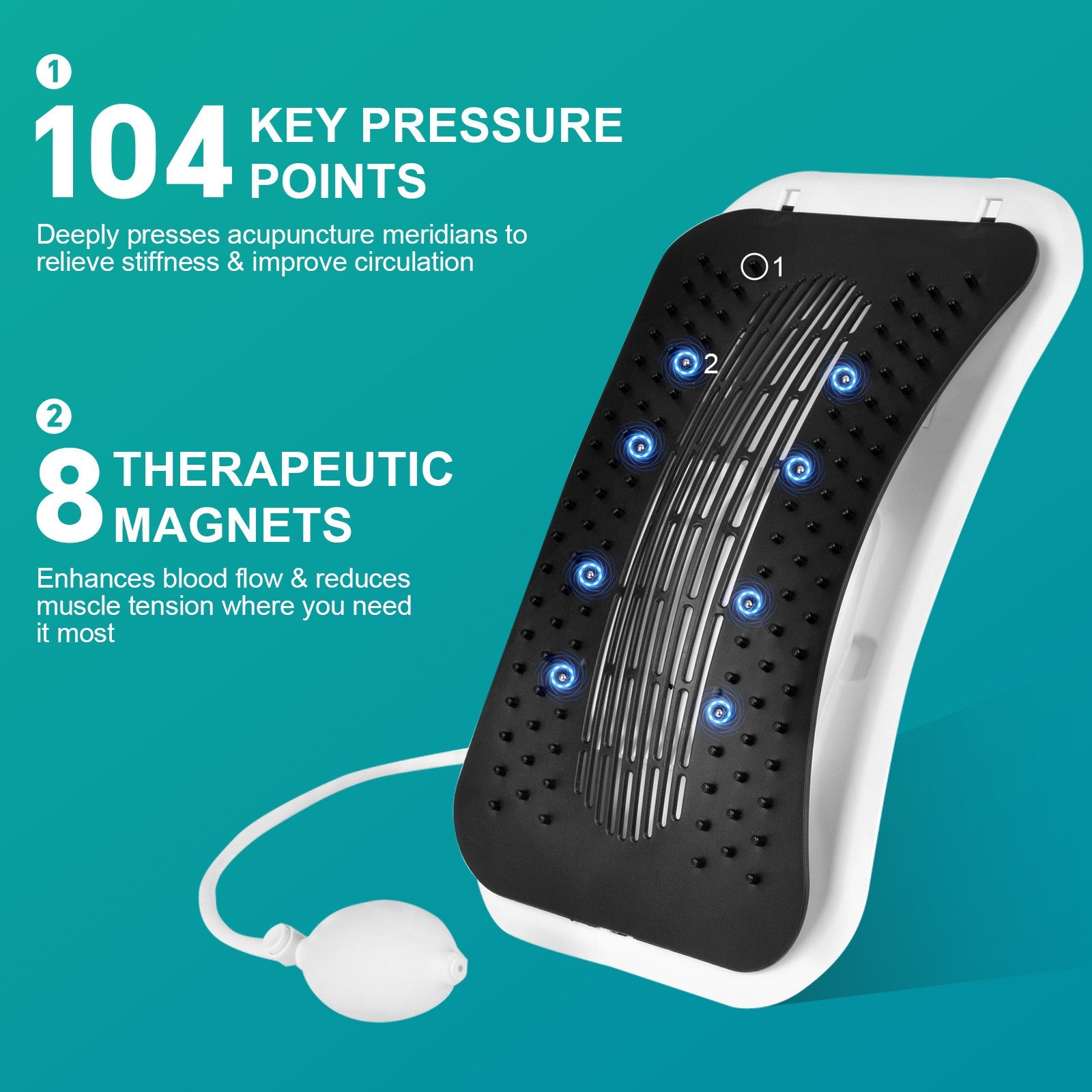 Adjustable Air Lumbar Spine Reliever – Inflatable Back Stretcher with Acupressure & Magnets - Image 3