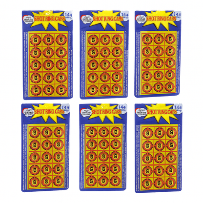 6 Cards of 8-Shot Ring Caps – 144 Shots Each, Total 684 Shots – Toy Gun Cap Refills