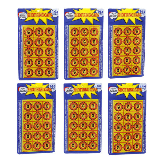 6 Cards of 8-Shot Ring Caps – 144 Shots Each, Total 684 Shots – Toy Gun Cap Refills