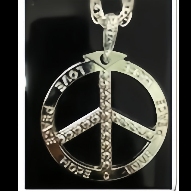 Silver Peace sign Necklace, Bling Chain ,Fancy Dress - Image 2