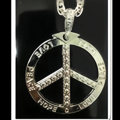 Silver Peace sign Necklace, Bling Chain ,Fancy Dress - Image 2