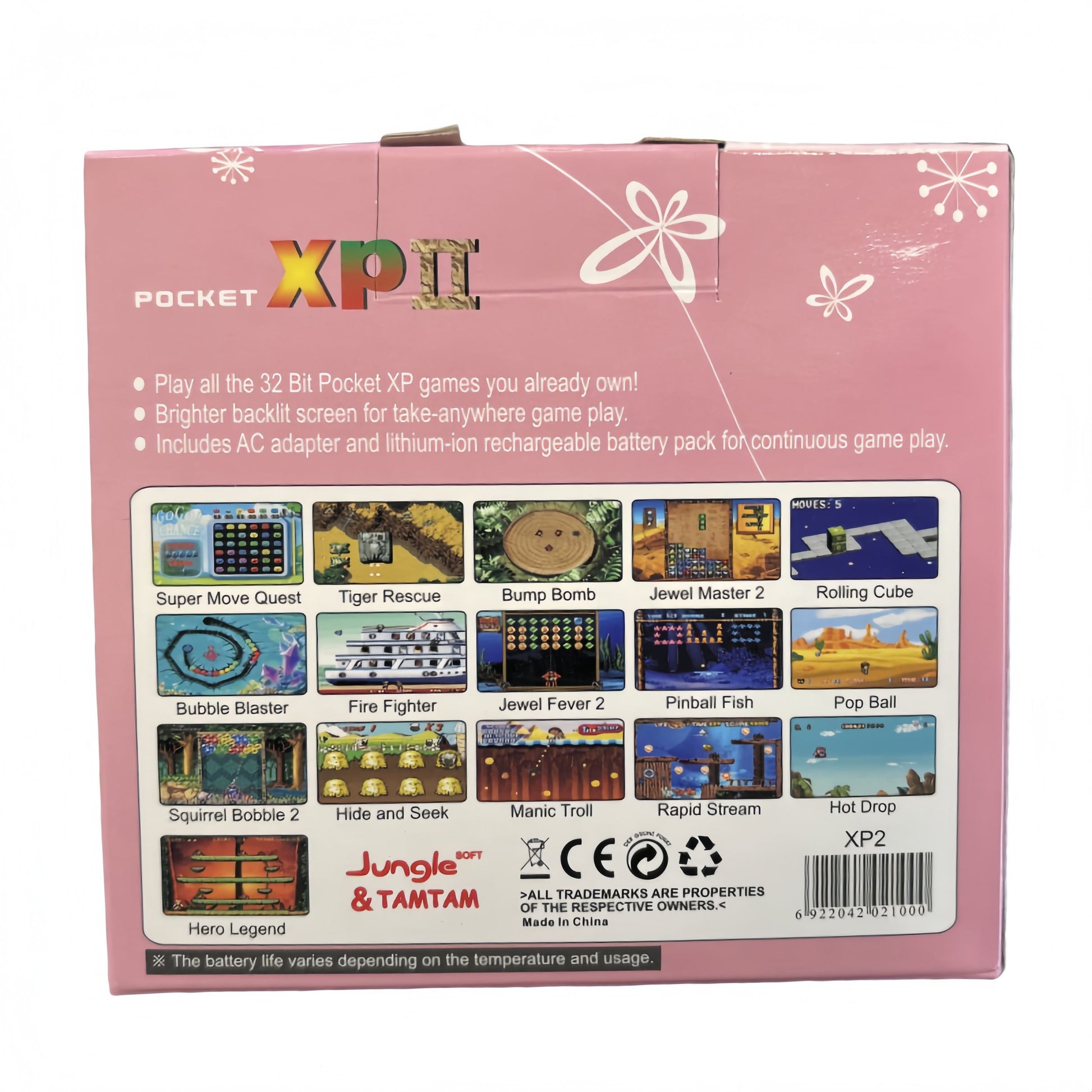 Pocket XP 2 Handheld Game Console – Built-in Classic Games, Game Boy Style, Portable Retro Gaming - Pink - Image 2