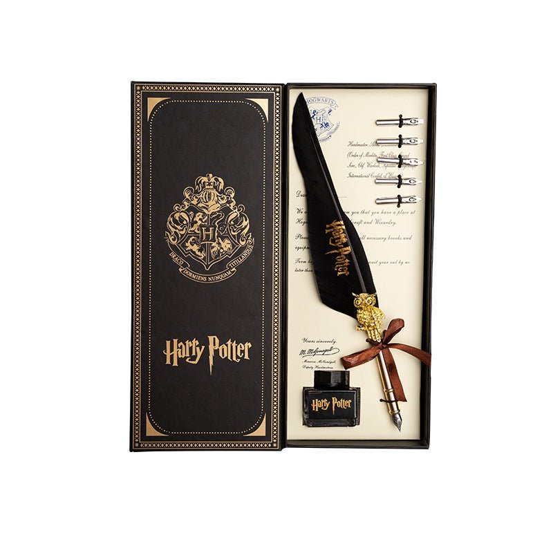 Harry Potter Vintage Feather Dip Pen Writing Set with ink Calligraphy Quill Pen Gifts - CLARET RED - Image 5
