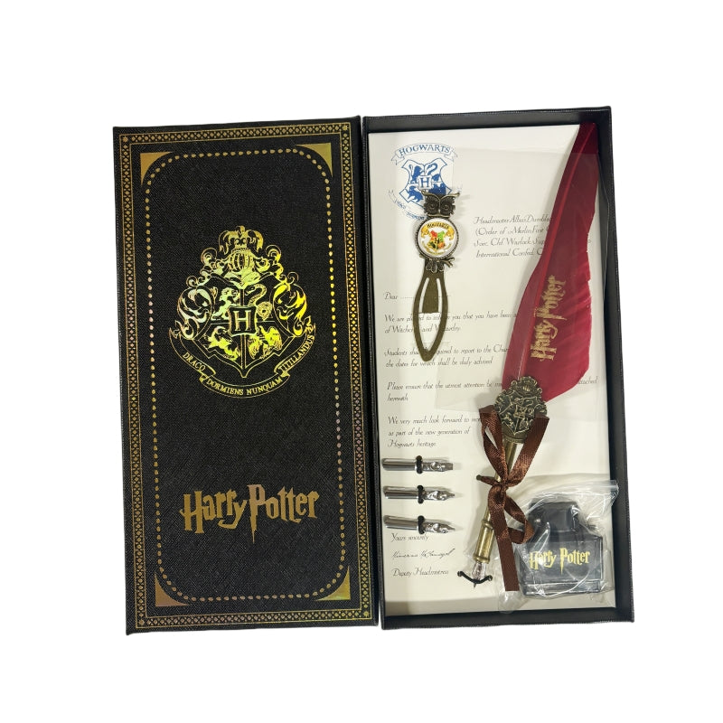 Harry Potter Vintage Feather Dip Pen Writing Set with ink Calligraphy Quill Pen Gifts - DARK GREEN - Image 7