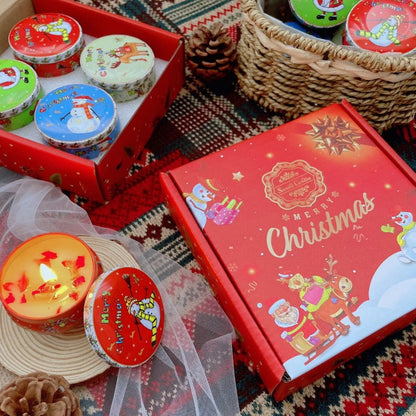 4 Pcs of Scented Candle Tinplate Jar Wax Plant Candle Christmas Gift - Image 2