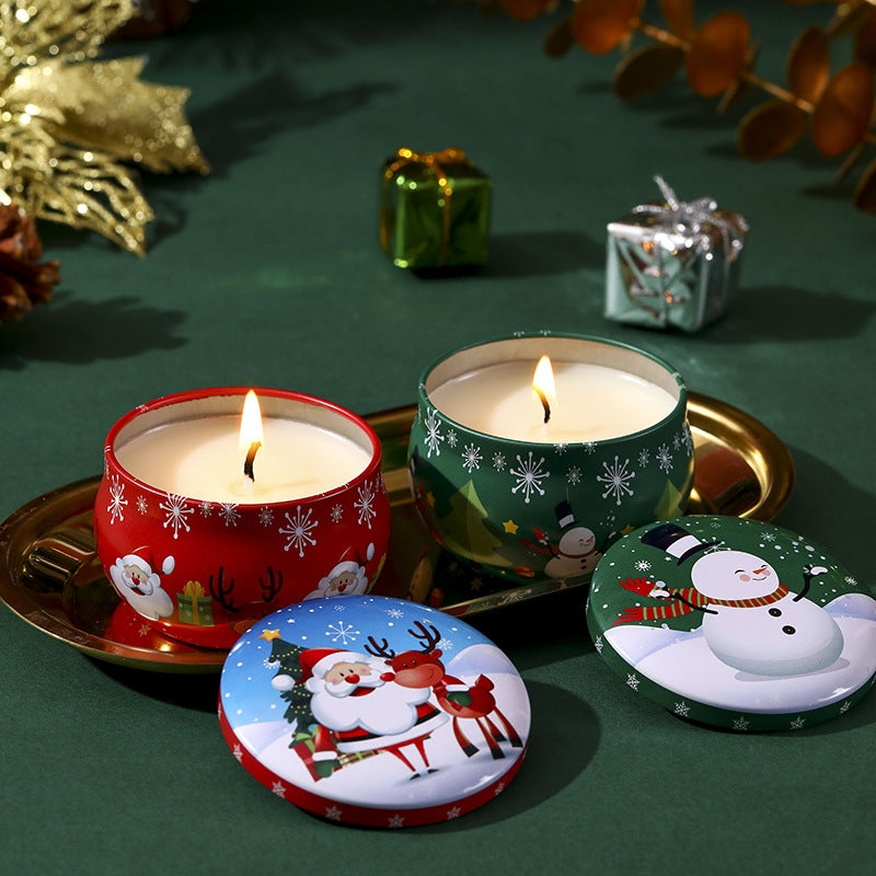 4 Pcs of Scented Candle Tinplate Jar Wax Plant Candle Christmas Gift - Image 3
