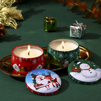 4 Pcs of Scented Candle Tinplate Jar Wax Plant Candle Christmas Gift - Image 3