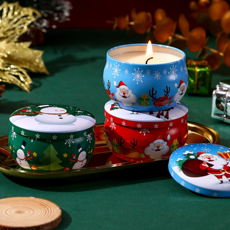 4 Pcs of Scented Candle Tinplate Jar Wax Plant Candle Christmas Gift - Image 4