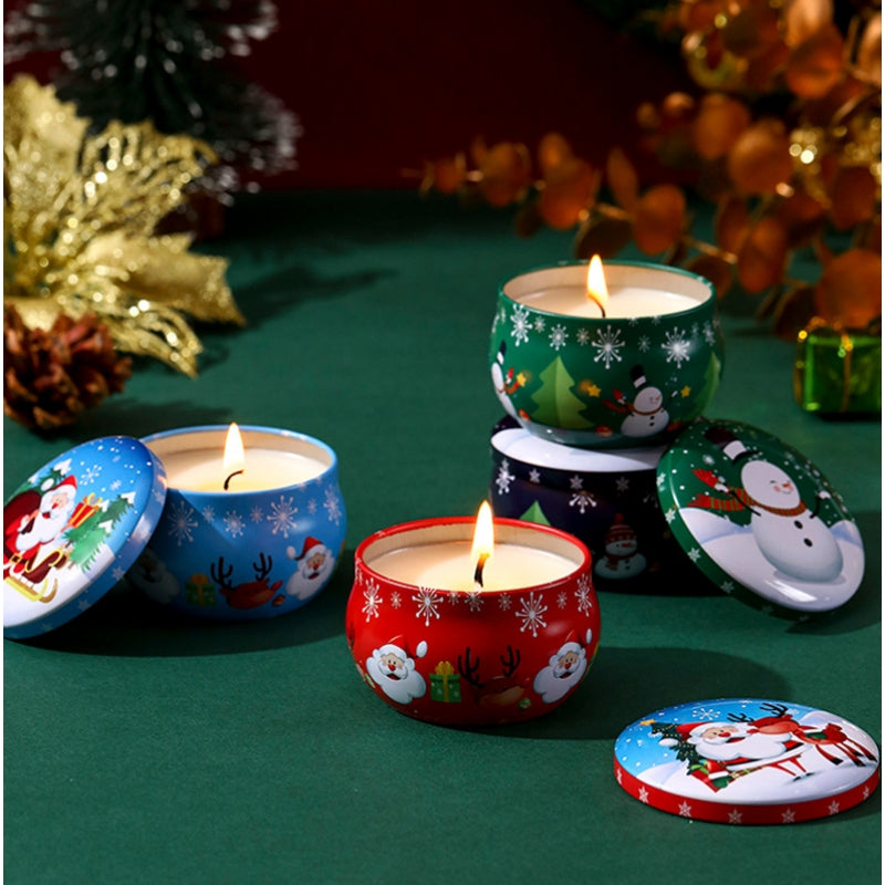 4 Pcs of Scented Candle Tinplate Jar Wax Plant Candle Christmas Gift - Image 5