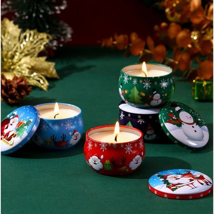 4 Pcs of Scented Candle Tinplate Jar Wax Plant Candle Christmas Gift - Image 5