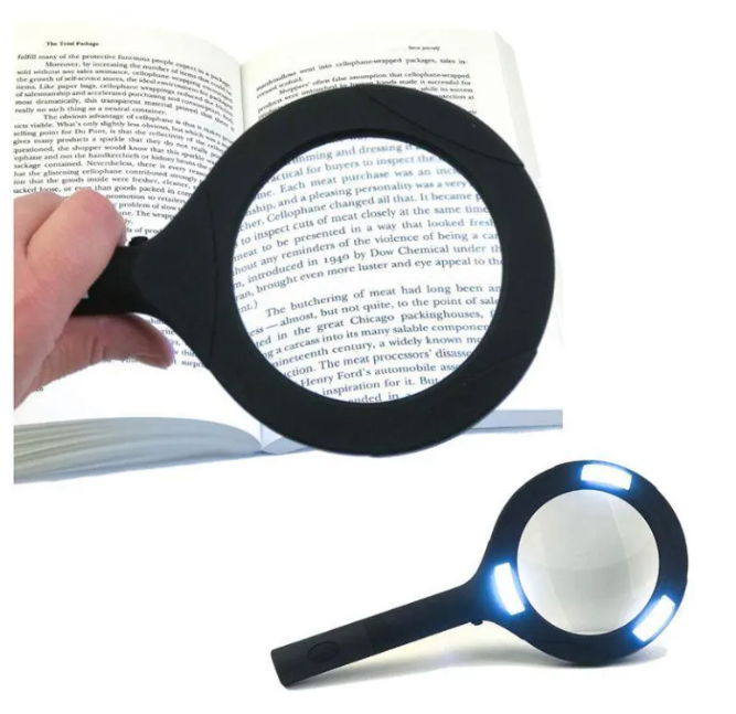 LED Magnifying Glass with COB Light-250 Lumens Glass Lens Ergonomic Handle - Image 4