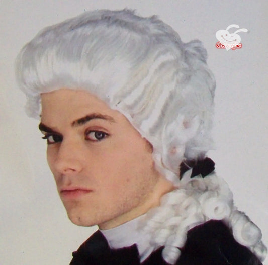 White Judge Wig Colonial Wig Lawyer Dress Costume Halloween Fancy Party wig - Image 2