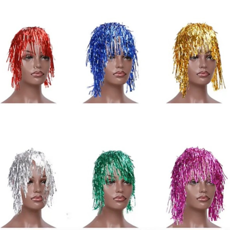 Party tinsel wig-assorted colour - Blue