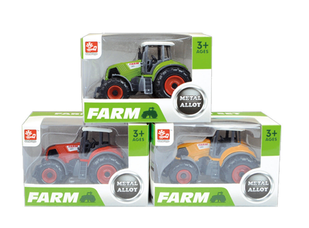 3x DIECAST METAL FARM TRACTORS RED YELLOW GREEN - Image 4