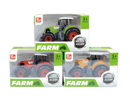 3x DIECAST METAL FARM TRACTORS RED YELLOW GREEN - Image 4