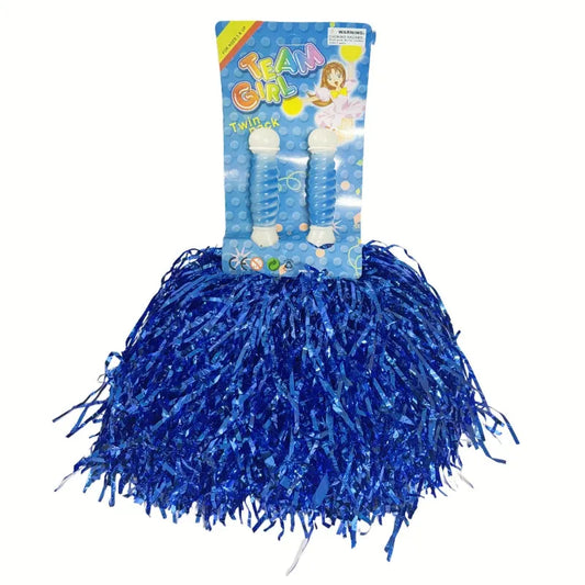 4 Sets/8pcs Metallic Team Girls' Cheerleading Dance Party Dress Pom Poms Pompoms - Blue - Image 4