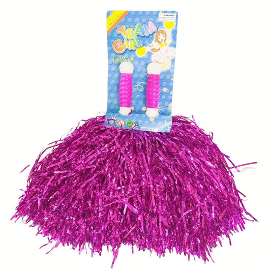 4 Sets/8pcs Metallic Team Girls' Cheerleading Dance Party Dress Pom Poms Pompoms - Gold - Image 5