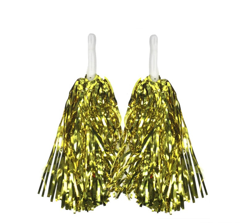 4 Sets/8pcs Metallic Team Girls' Cheerleading Dance Party Dress Pom Poms Pompoms - Green - Image 6