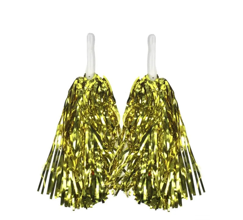 4 Sets/8pcs Metallic Team Girls' Cheerleading Dance Party Dress Pom Poms Pompoms - Silver - Image 6