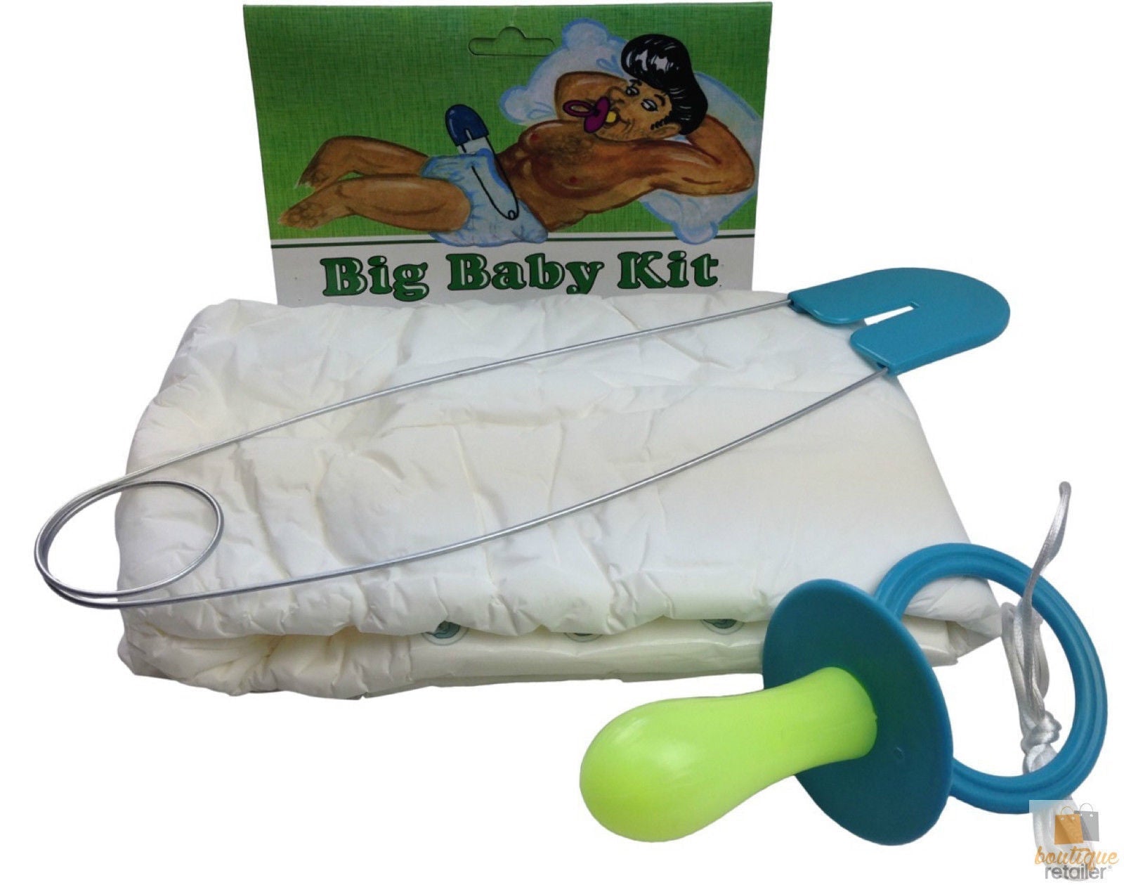 Fancy Dress Big Giant Diaper Dummy Nappy Jumbo Pin ADULT BABY COSTUME - Image 2