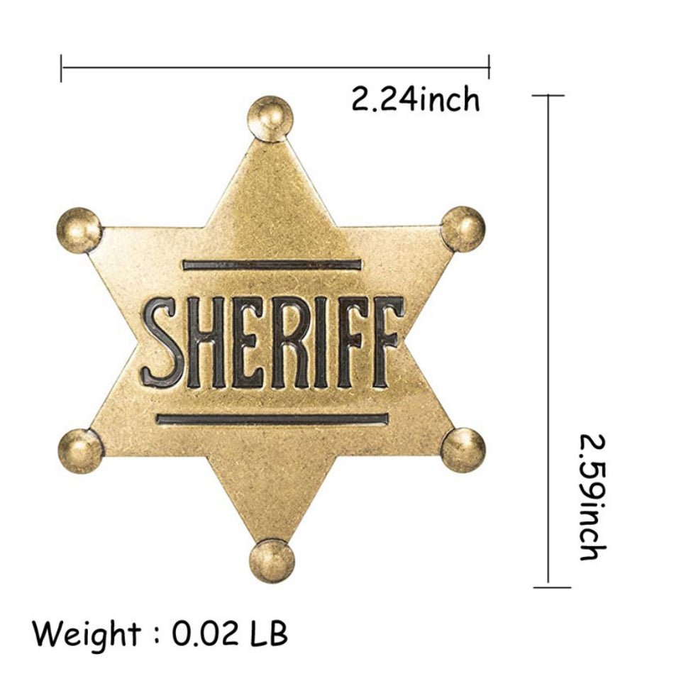 METAL SHERIFF BADGE ASSORTED COLOURS - Bronze - Image 5