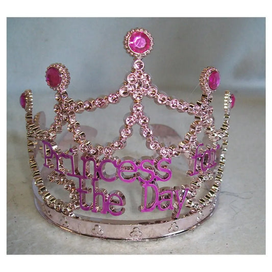 Princess for the Day Tiara – Silver Rhinestone Crown with Pink Lettering - Silver - Image 2