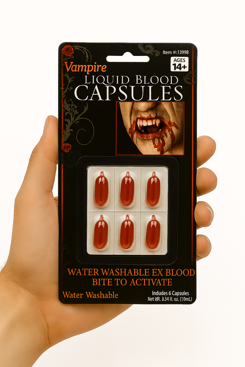 Vampire Liquid Blood Capsules – Halloween Costume FX, Water Washable, 6-Pack - Image 5