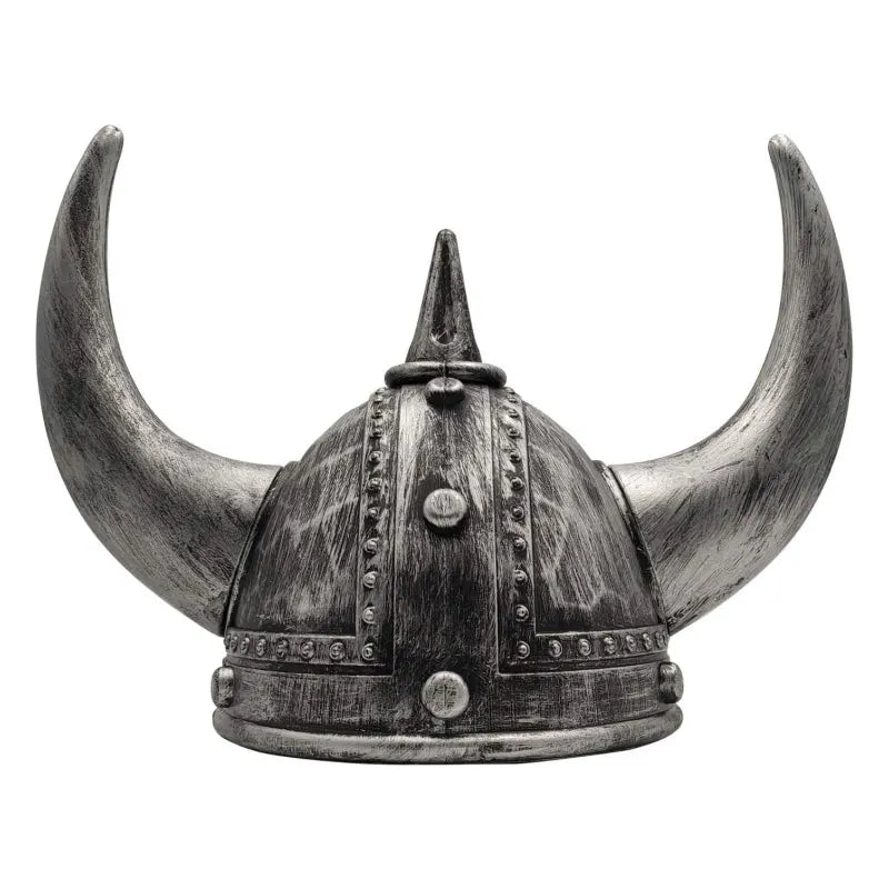 Viking Helmet Medieval Viking Horned Hat Warrior Costume Hat Cosplay-Silver Black - Image 2