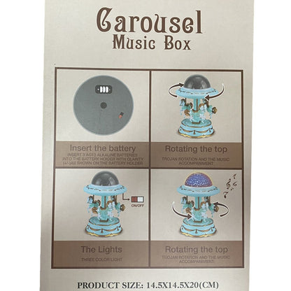 Blue Music Box Musical Carousel Horse LED Carousel Toy Child Birthday Xmas Gift - Image 4