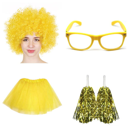 School house carnival colour celebrates kit Wig Glasses Tutus and Pom Poms - Yellow - Image 8