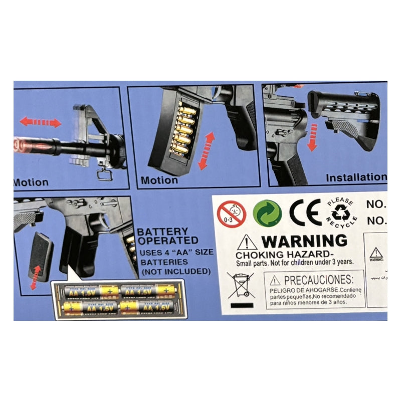 Electric Toy Machine Gun – Battery Operated with Flashing Lights, Sound & Infrared Ray – Pretend Play Gun with Scope & Spinning Barrel – Ages 8+ - Image 2