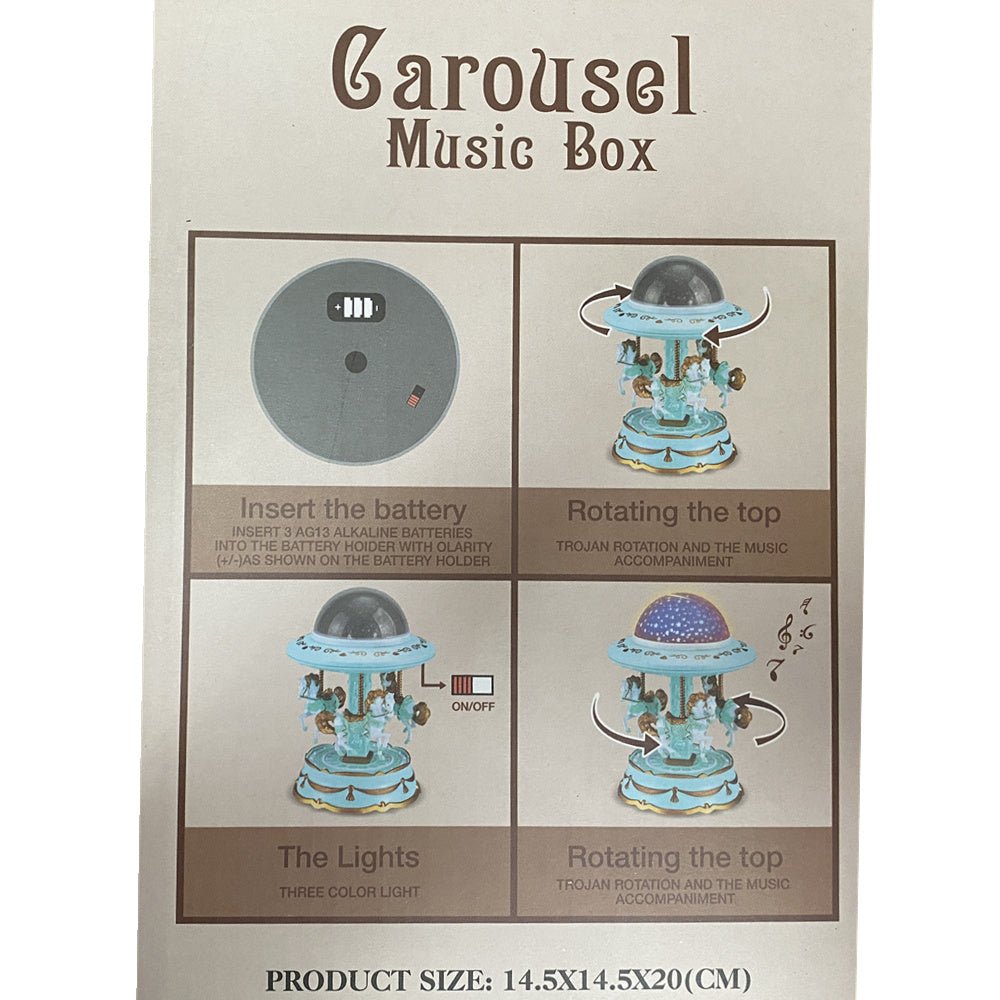 Blue Music Box Musical Carousel Horse LED Carousel Toy Child Birthday Xmas Gift - Image 4