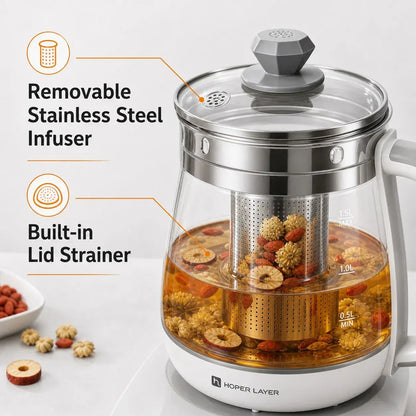 HOPER LAYER FA-K1501 Electric Glass Tea Kettle 1.5L Tea Maker SAA Certified - Image 3