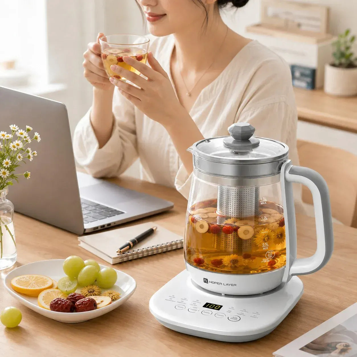 HOPER LAYER FA-K1501 Electric Glass Tea Kettle 1.5L Tea Maker SAA Certified - Image 5
