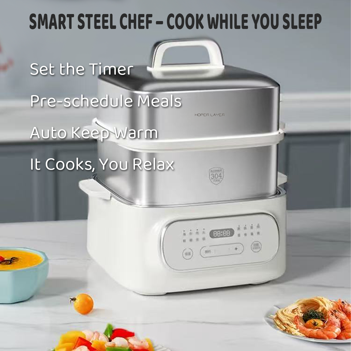 Hoper Layer Multifunctional Three-layer Stainless Steel Steamer AU Modeal - Image 2