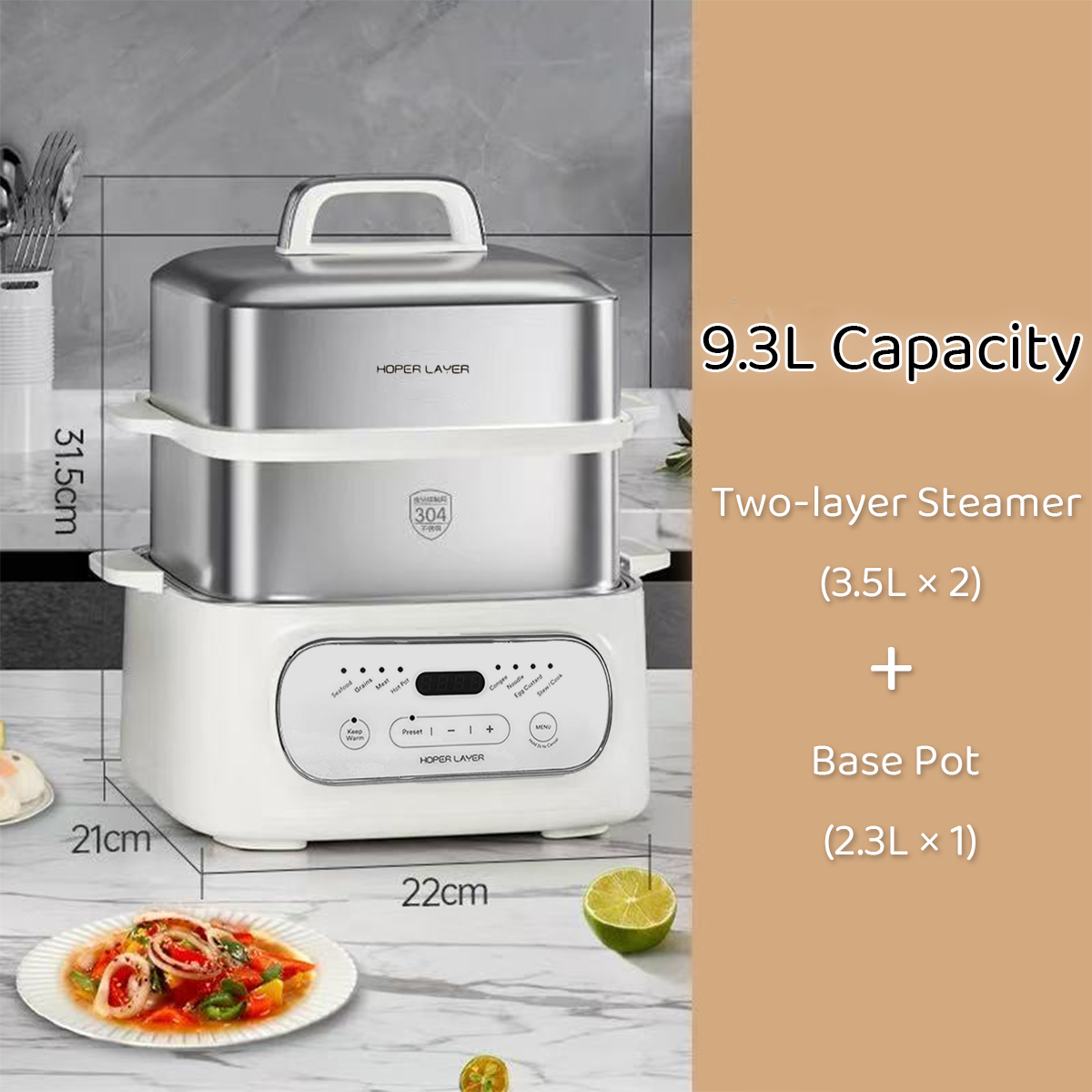 Hoper Layer Multifunctional Three-layer Stainless Steel Steamer AU Modeal - Image 8