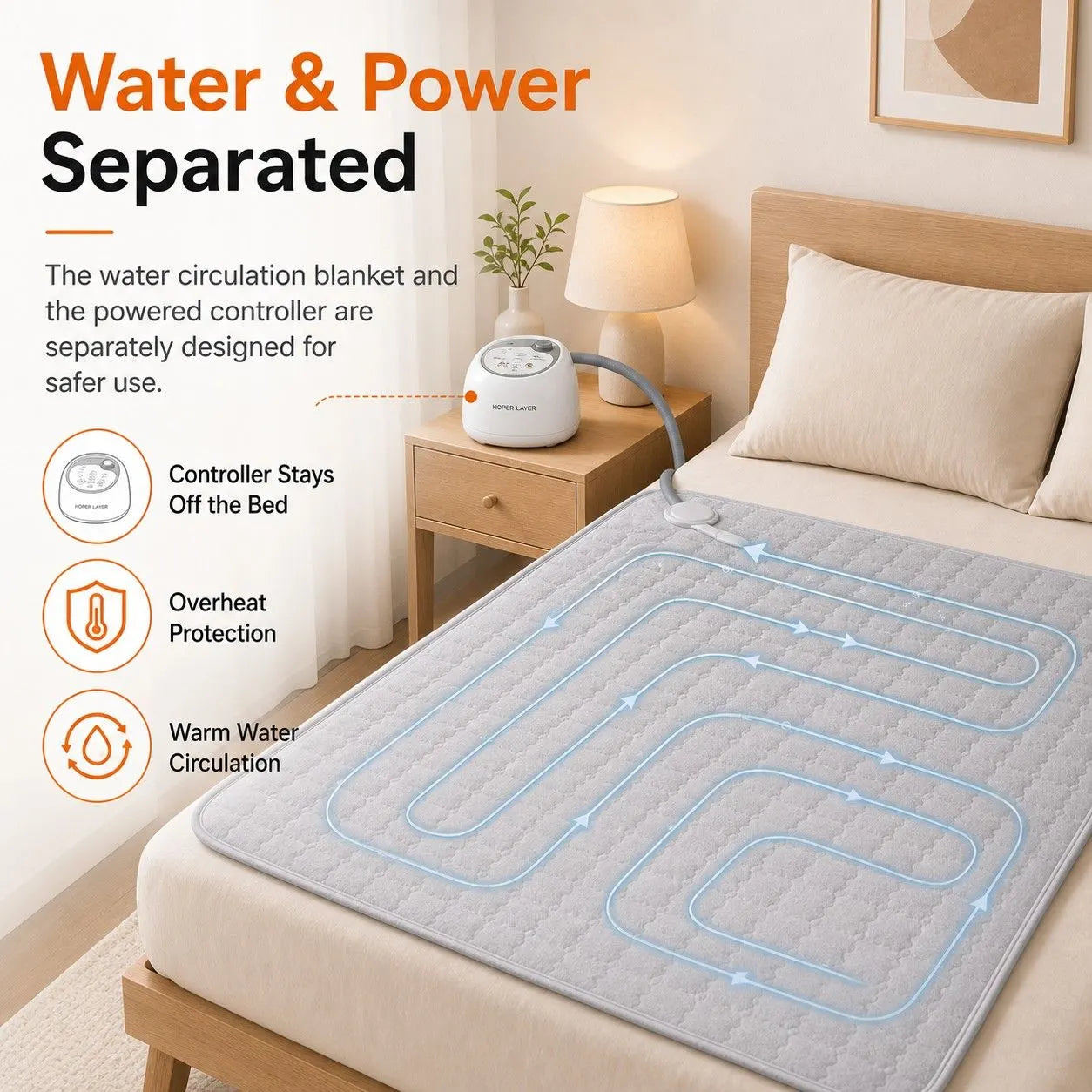 HOPER LAYER WHB15 Water Heated Blanket Water Heating Mattress Pad - Image 7
